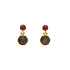 Labradorite and ruby earrings by Ottoman Hands